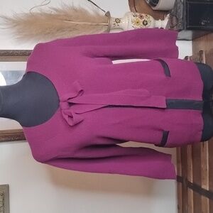 Purple Cahmere Blend Cardigan with Bow Detail